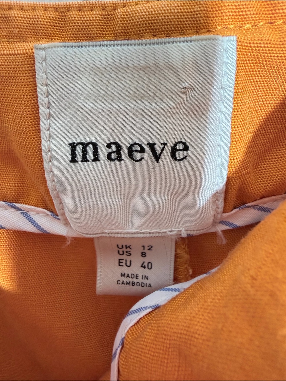 Maeve Linen Blend Pleat Front Wide Leg Culottes Pants Orange Size 8 - Picture 8 of 10